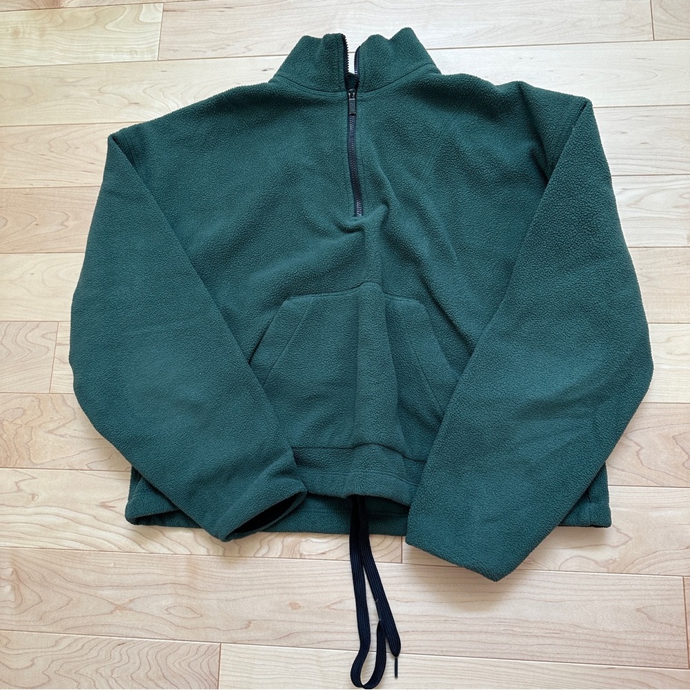 Victoria’s Secret PINK Green Cropped Fleece 1/4 Zip